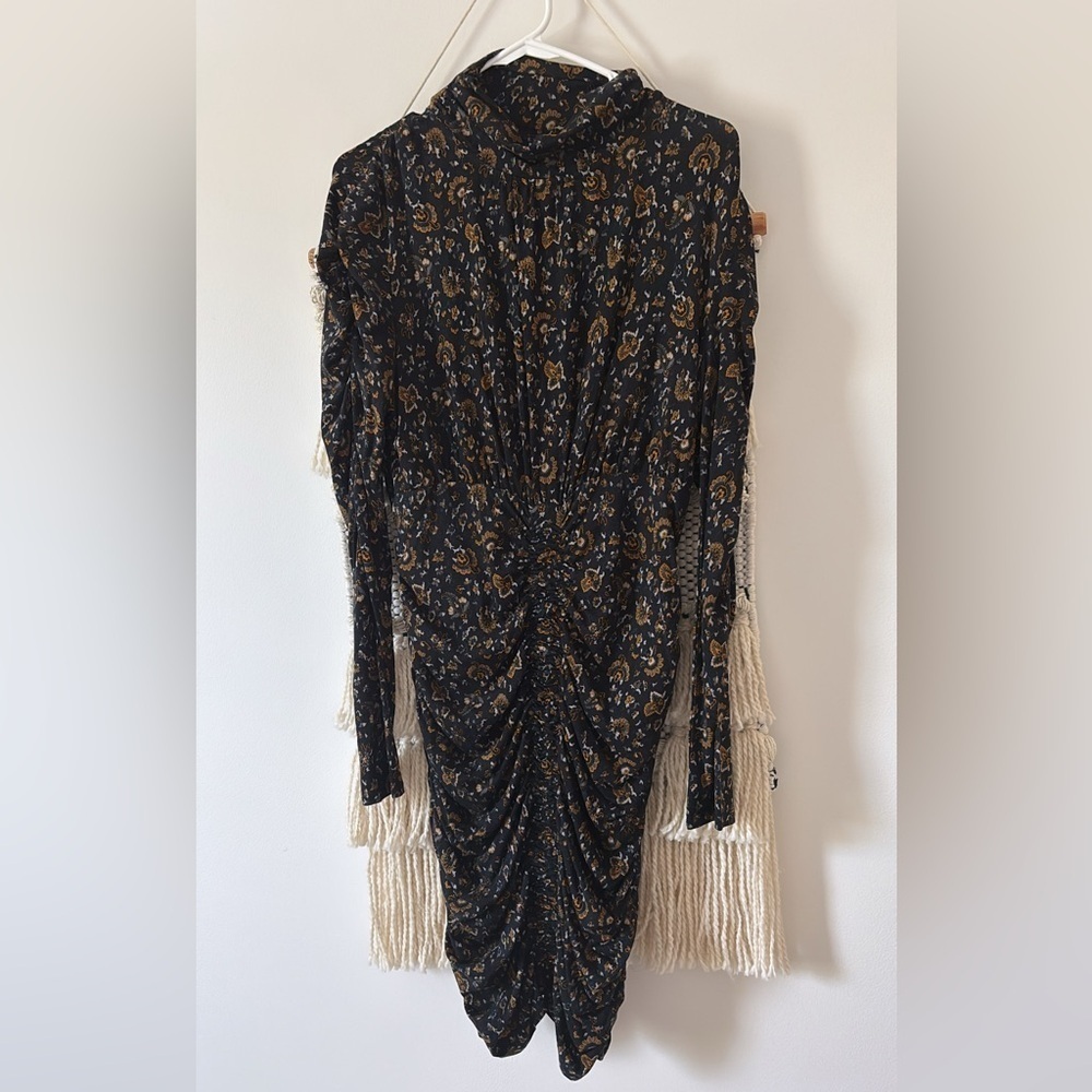 NWOT Veronica Beard Gretna Paisley Print Mini Dress Ruched Floral Brown Size M - Picture 3 of 7